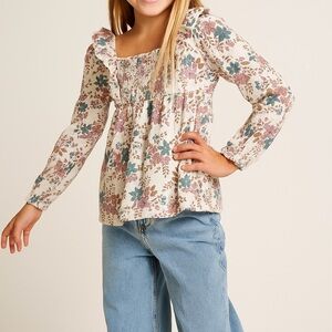 Carter's size 10 girls cotton ruffle cute pink white floral top